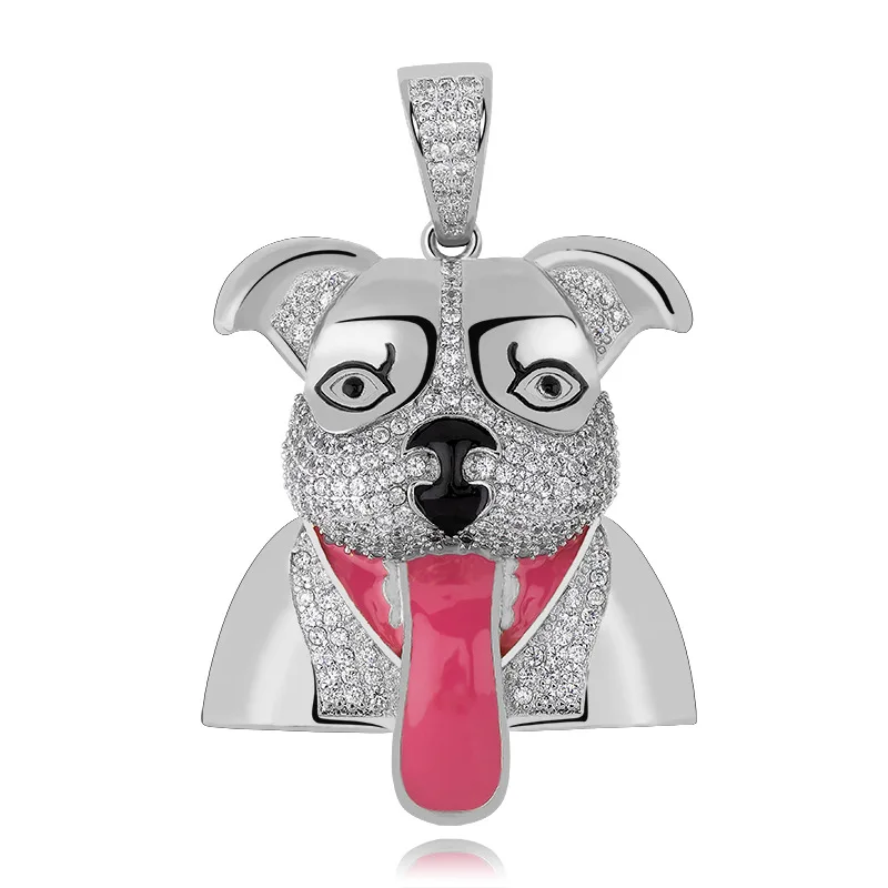 

Men Hip hop iced out bling cute dog Pendant Necklaces AAA Zircon High quality Hiphop necklace fashion jewelry dorp shipping