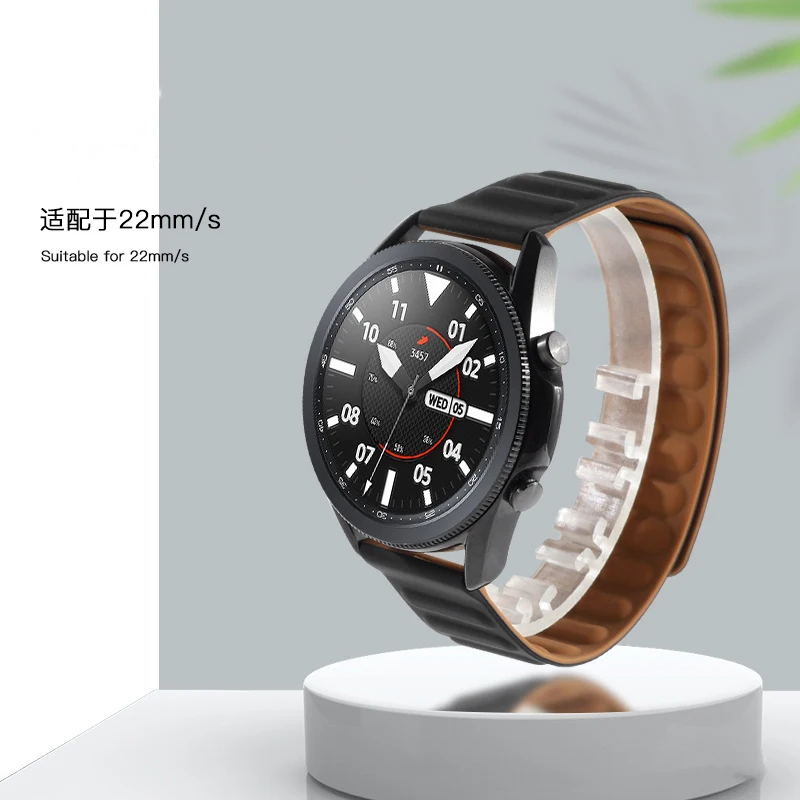 

Ремешок для часов Samsung Galaxy Watch 3, силиконовый магнитный ремешок двойного цвета для Fitbit Versa 2, ремешок 22/ 20 мм, быстросъемный
