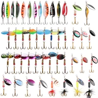 46pcslot spoon fishing spinners bait 3g 12 5g rotating metal sequins jigs hooks artificial bait for trout bass fishing lure