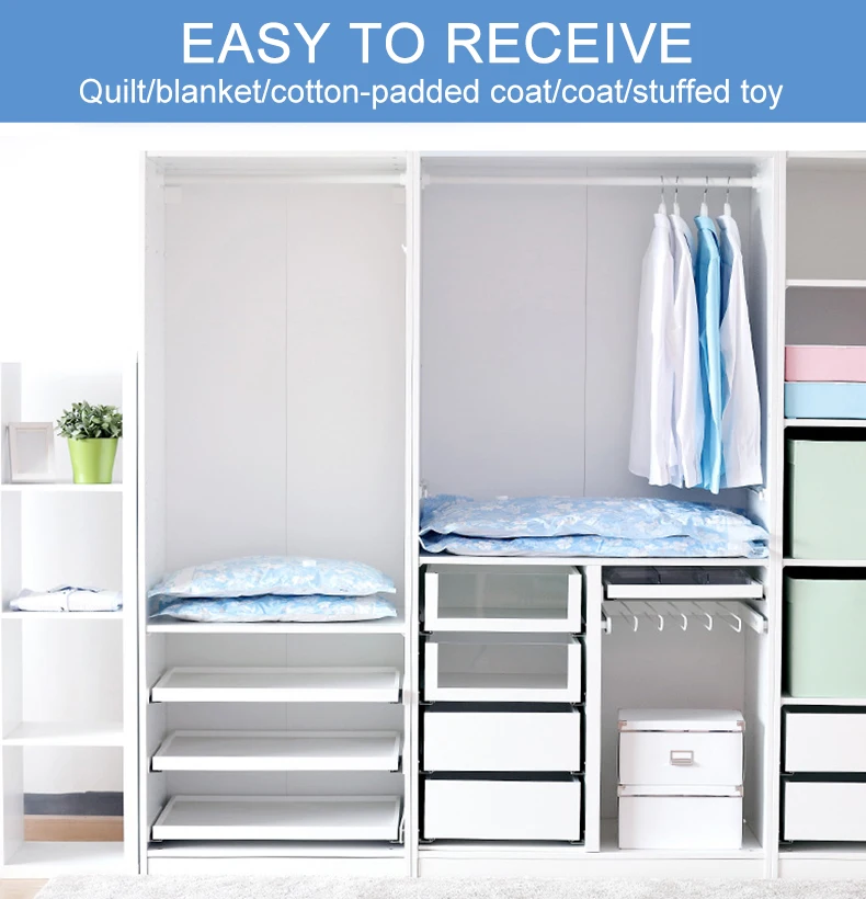 Вакуумный сжатый мешок для хранения одежды сумка с клапанной каймой складной