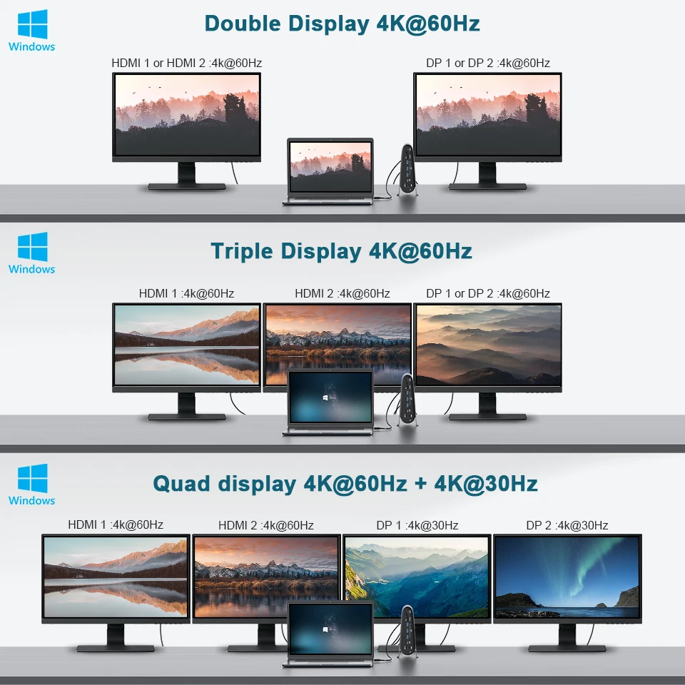 QGeeM 17 IN 1 USB Hub 3.0 Док станция для Macbook Pro Ноутбуки Xiaomi 4K Quadruple Display Type C 5 2 HDMI DP RJ45 Gigabit