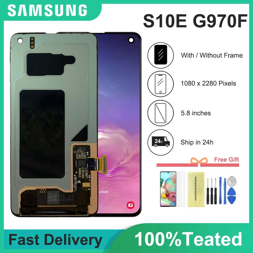 100% Original 5.8'' LCD For SAMSUNG Galaxy S10E G970F/DS G970U G970W SM-G9700 LCD Display Touch Screen Digitizer Replacement