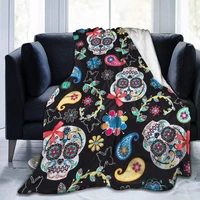 flower sugar skull ultra soft fleece blanket flannel velvet plush throw blanket
