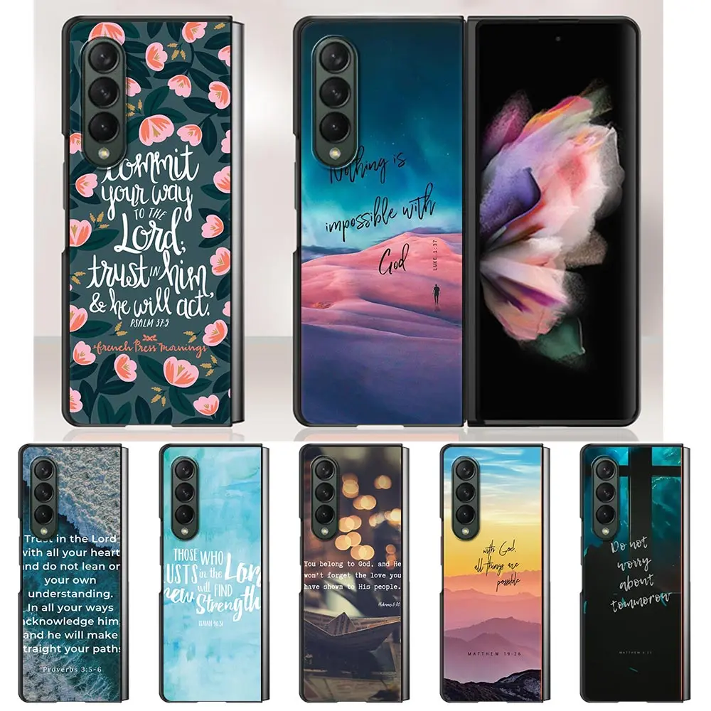 

Case For Samsung Galaxy Z Fold3 5G Hard Plastic Slim Cover Ultra-thin anti-drop For Galaxy Z Fold 3 Phone Shell Bible Verse