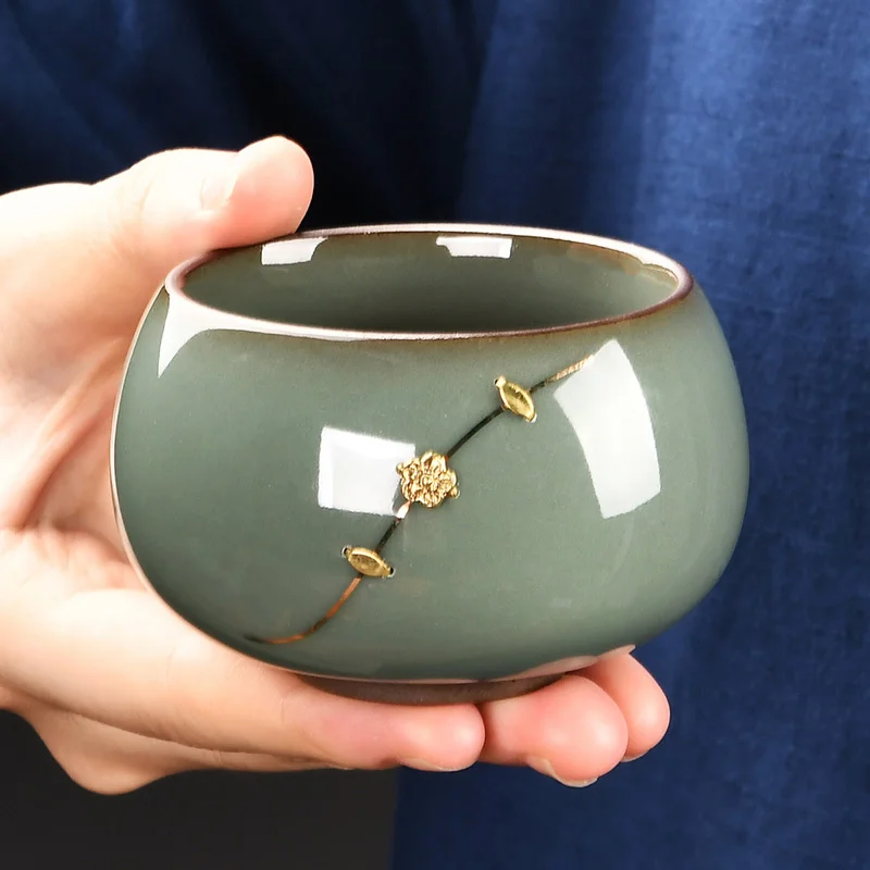 

Chinese hand-made tea cups with nails Guan kiln Ru kiln personal chinese tea cup business gift master Tea bowl Mugs for tea