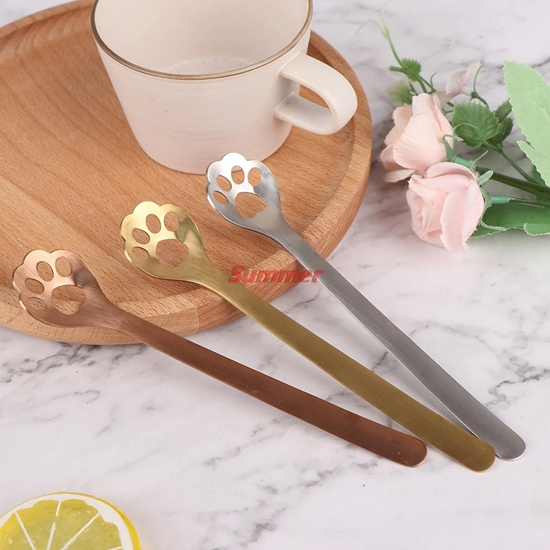 

Новый Нержавеющая сталь милый кот Форма Кофе ложки Чай ложка ложки для помешивания стильный