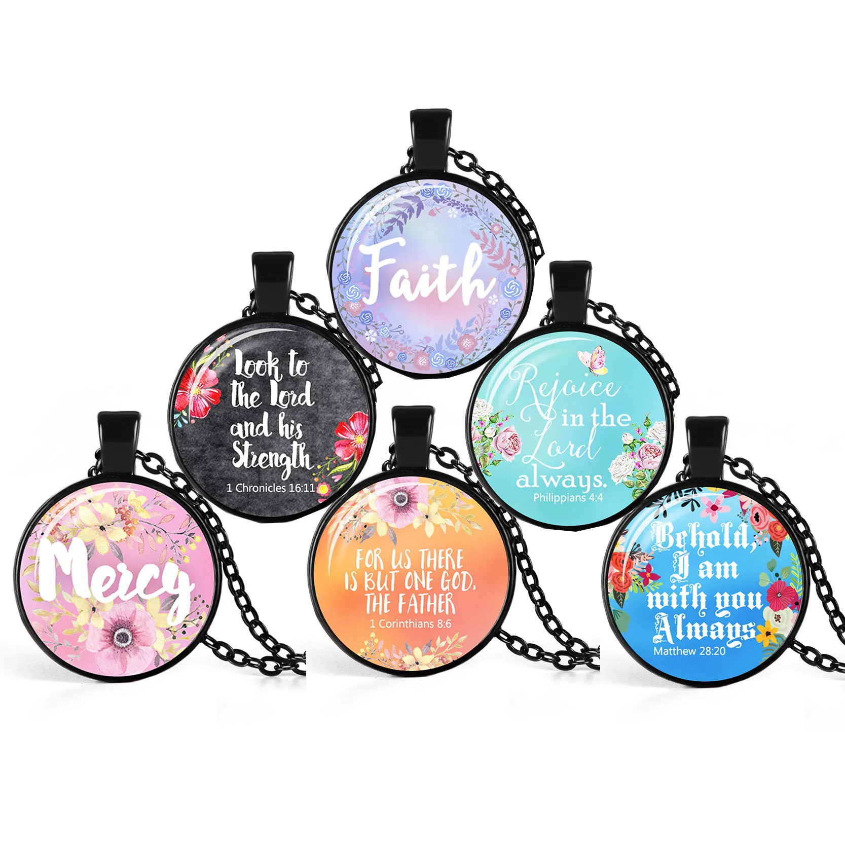 Христианские версии Библии черное ожерелье стеклянный кабошон модные ювелирные