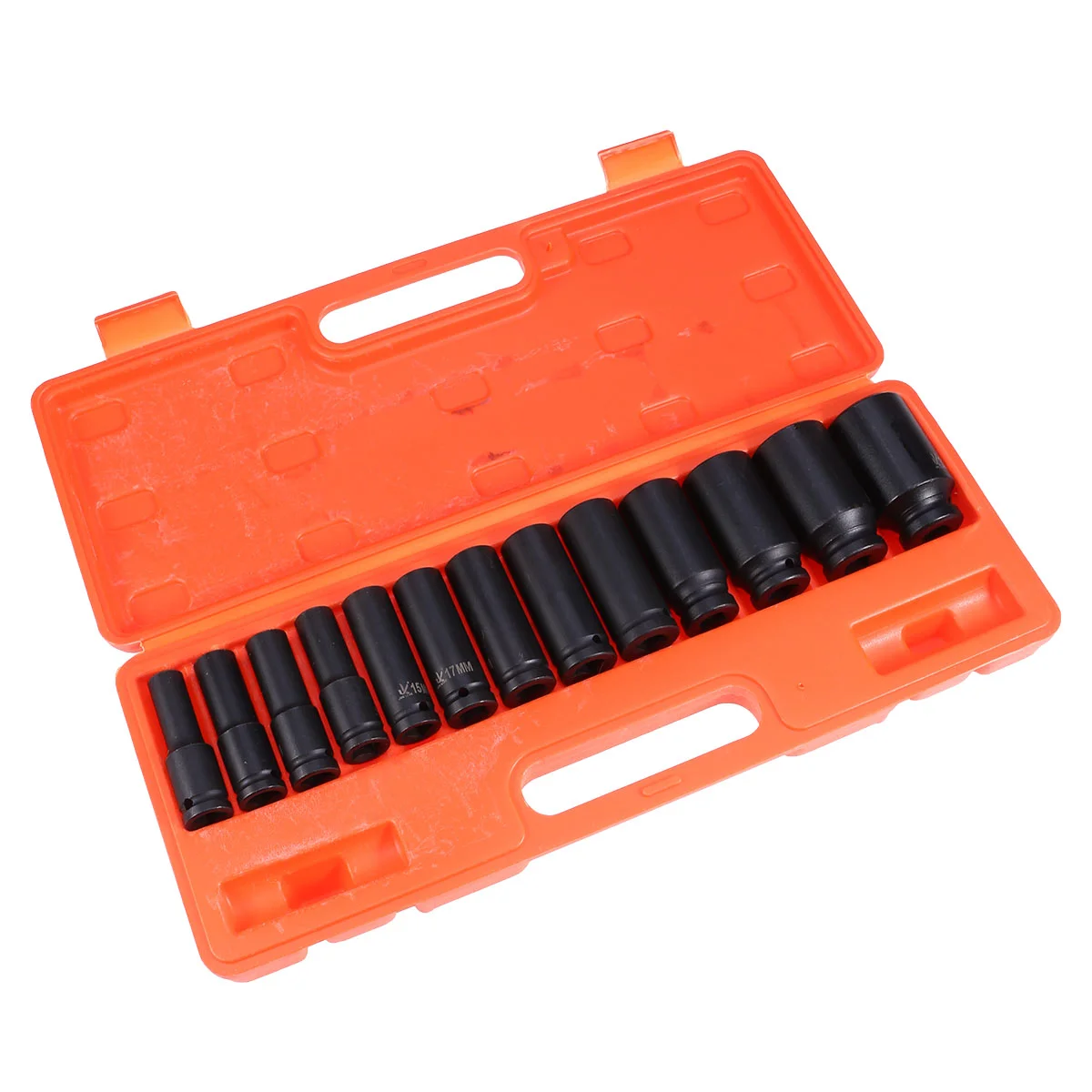 

13pcs Car Tire Protection Sleeves Wall Deep Impact Nut Steel Wheel Socket Car Sleeve Hand Tool Kit Steel Wheel(Black)