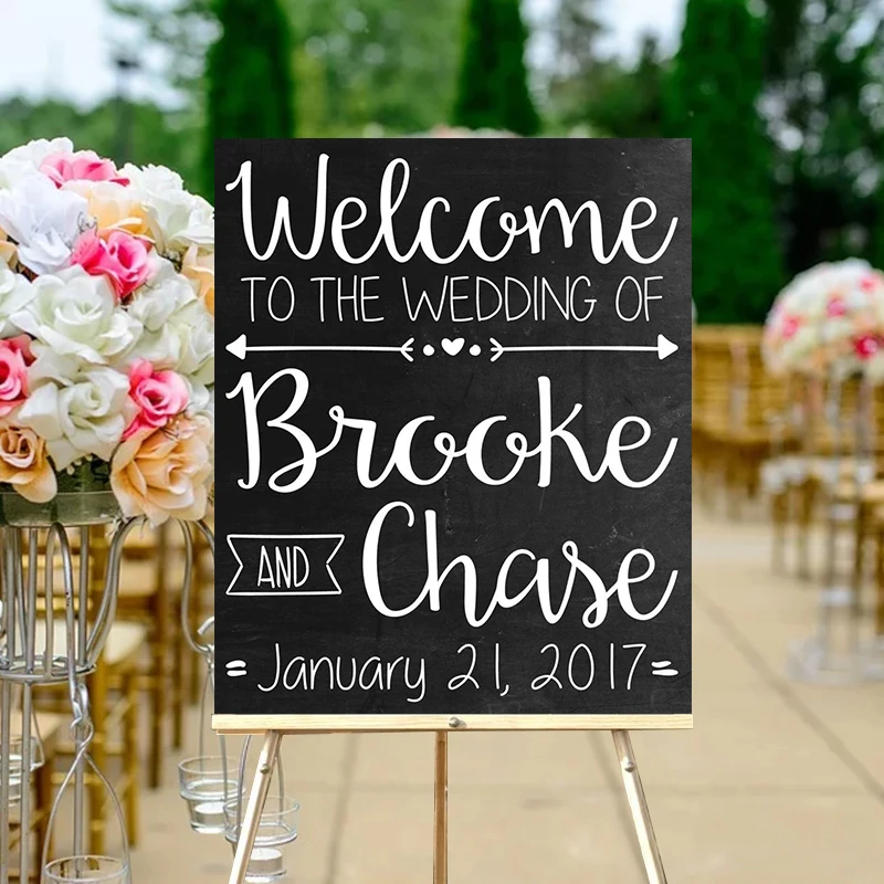 Добро пожаловать в наш свадебный знак Свадебный холщовая доска для вывесок