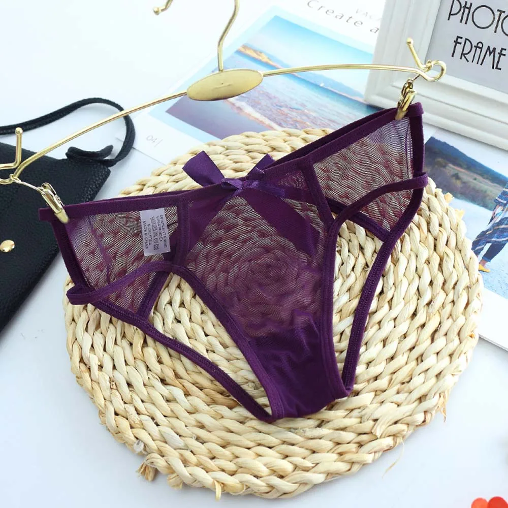 Purple Сексуальные кружевные экзотические трусики с открытой ягодицей, прозрачное женское нижнее белье, трусы с открытой промежностью, ультратонкие стринги, экзотическое белье - Цвет: Purple