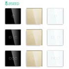 Сенсорный выключатель BSEED, 123 клавиши, 1 канал, стандарт EUUK, белая панель из хрустального стекла, сенсорный выключатель, настенный сенсорный переключатель европейского стандарта