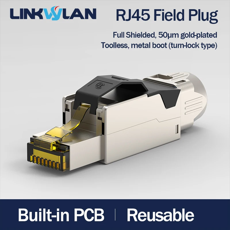 Поворотный замок металлический Тип загрузки RJ45 Cat6A Cat8 полевой концевой разъем