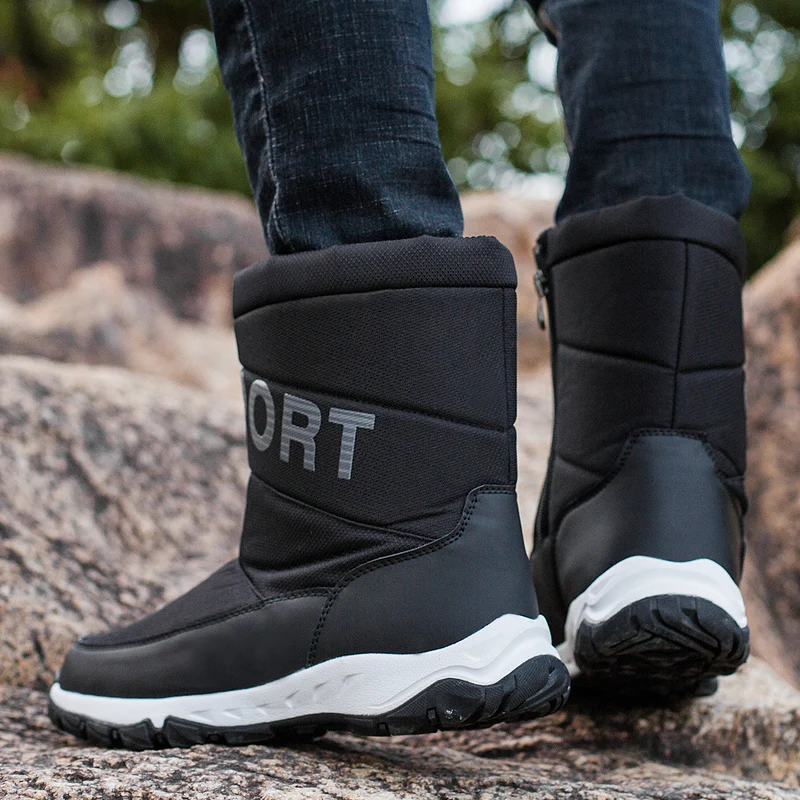 2022 модные зимние ботинки для снега повседневные мужчин обувь плюшевая