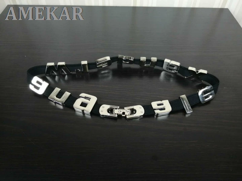 

100100 Belt Metal Letter Women's Waistband Detachable Elastic Waistband Q58