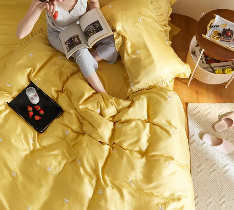 Модный комплект постельного белья с вышивкой в виде вишни двойное