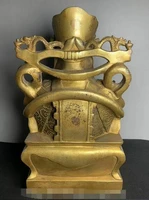China Pure Bronze Dragon Sit Mammon Money Wealth God Yuanbao Money Coin Statue