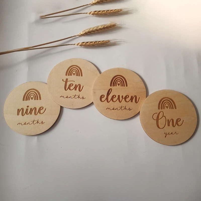 Bloques conmemorativos de madera para reci&eacute;n nacido, tarjetas de grabaci&oacute;n mensuales de nacimiento de Beb&eacute;, accesorios de fotograf&iacute;a infantil, 14 Uds.-2