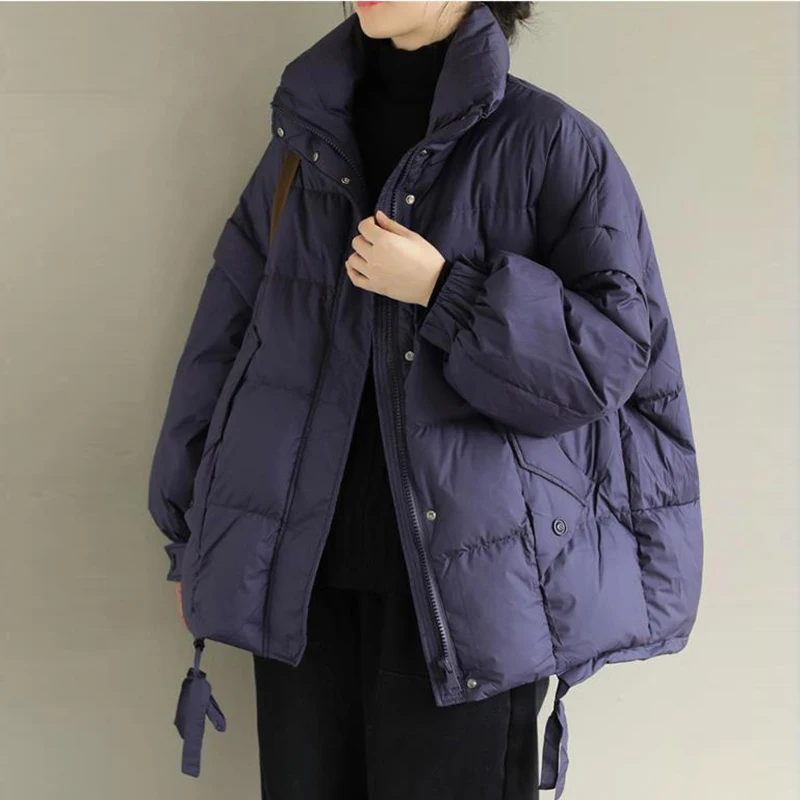 SEDUTMO-chaquetas gruesas y cálidas con bolsillo para mujer, plumón de pato de gran tamaño, Parkas informales negras para otoño, ED1655