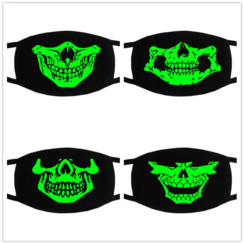 

4 pcs Fashion Halloween Party Mask Light up Face-Mask Luminous Festival Cosplay Mouth-Cover Decoration