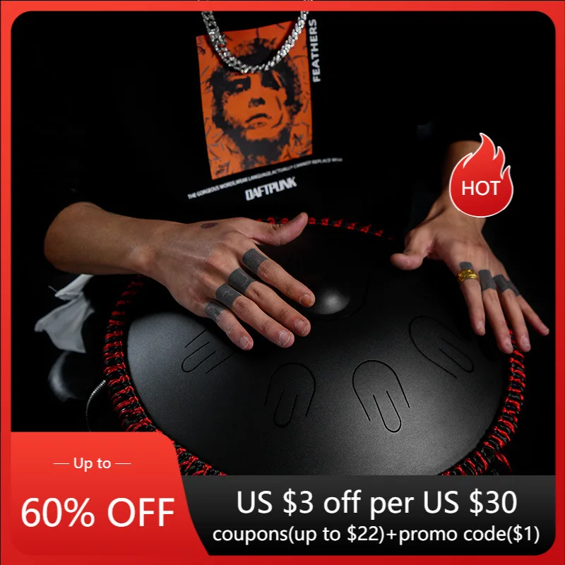 

Hluru A professional 9 notes D Minor tones Tambourine Ethereal Steel Tongue handpan Drum Drummer Musical Instrument percussion