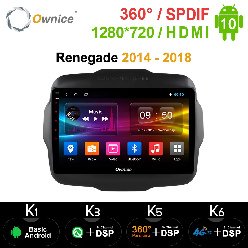 Ownice K3 K5 K6 Android10.0 8 Core автомобильный радиоприемник GPS Navi плеер для Jeep Renegade 2014 2016 2017 2018