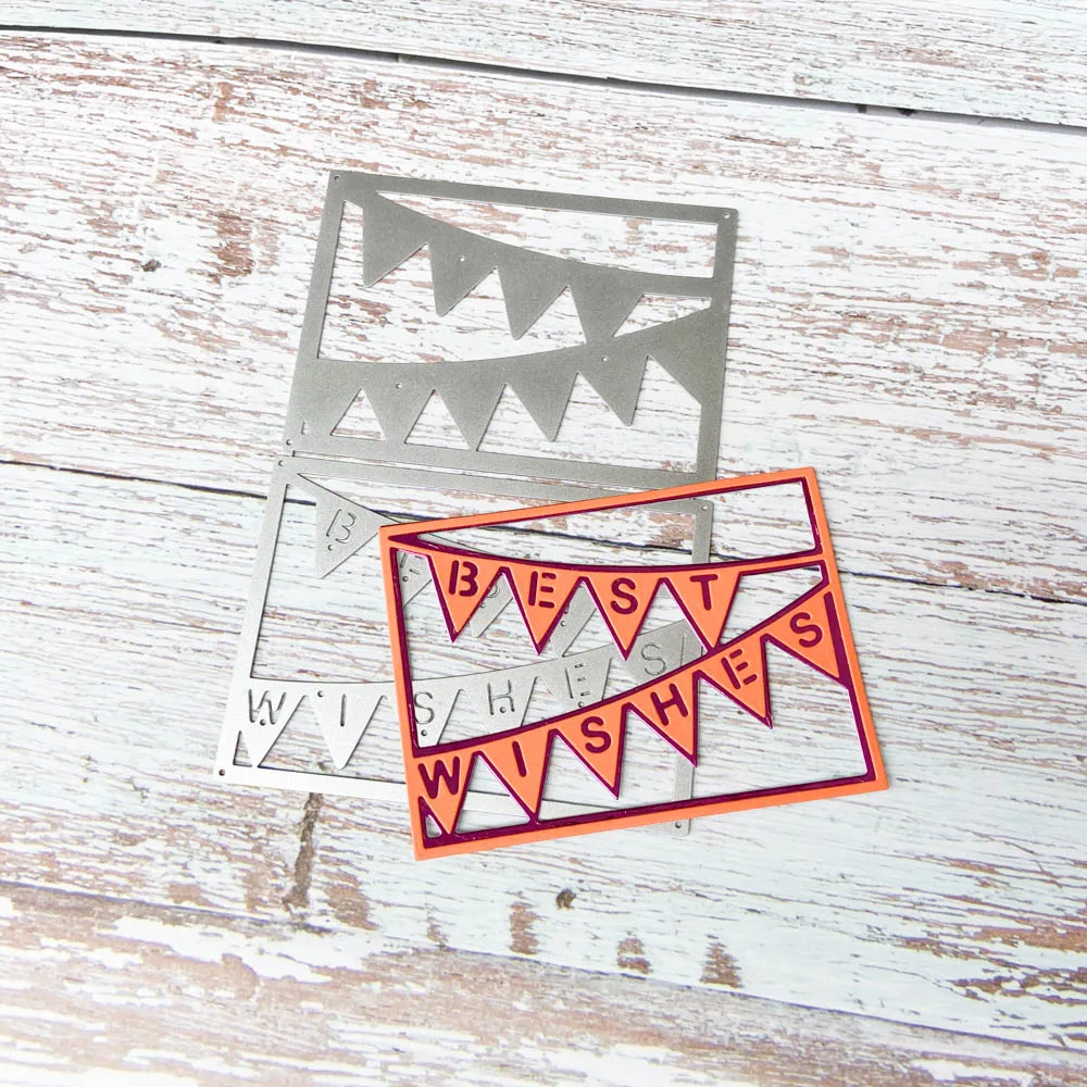 

Флаг С наилучшими пожеланиями рамка металлические Вырубные штампы Скрапбукинг Тиснение бумажная карта шаблон перфоратор трафарет сделай сам инструмент рукоделие штампы