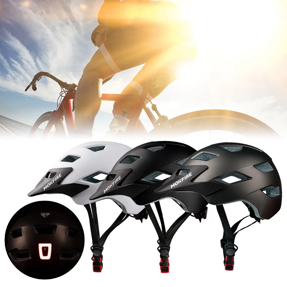 

Bicycle E-Scooter Helmet Men Women Safety Helmet With Tail Light Chin Pading 15 Big Bore Vents Cycling Equipment Bicycle Helmets