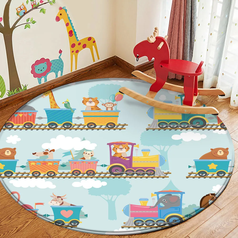 

Лидер продаж, модный Детский ковер, нескользящий фланелевый ковер для безопасности детей, ковер с рисунком животных и поездов, Детский кове...