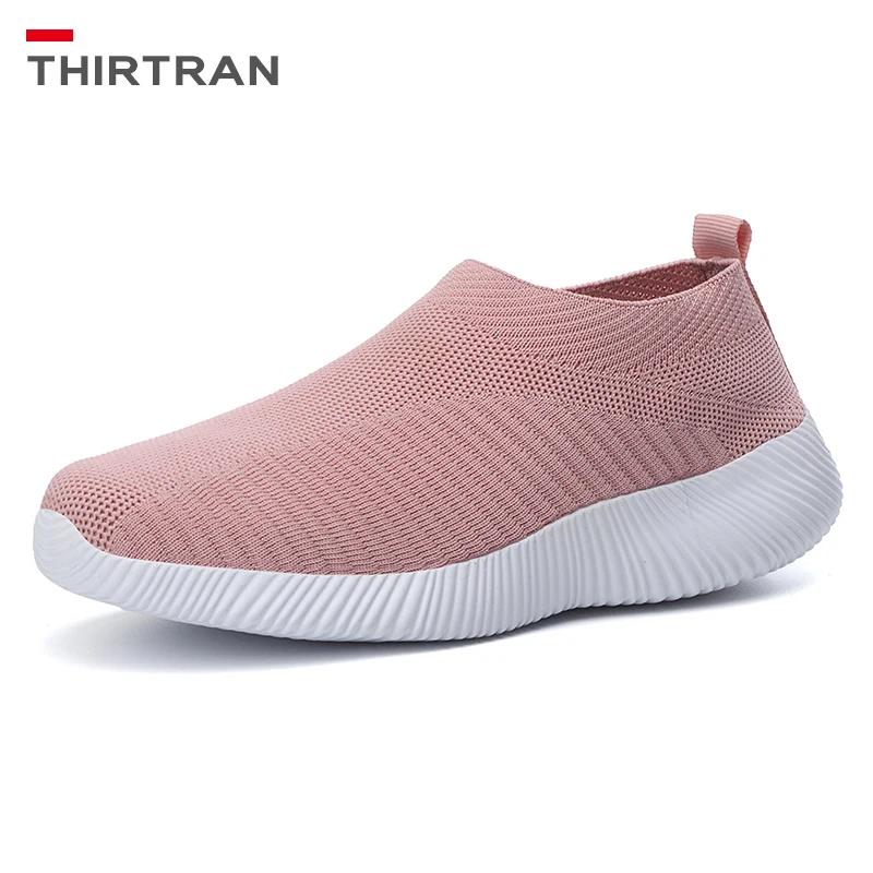 

THIRTRAN Women Vulcanized Shoes Summer Lightweight Soft Female Sneakers Slip-On Shoes Women Loafers Walking Flats Woman Shoes