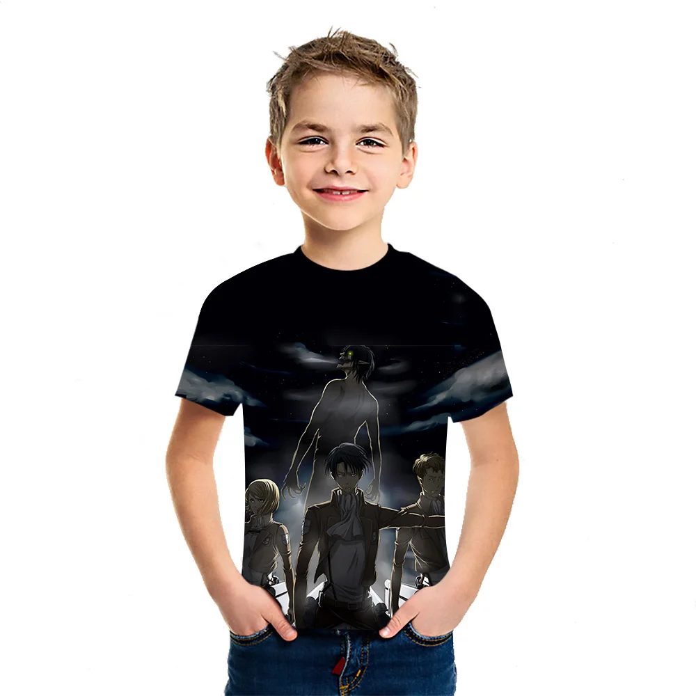 

Children's 3D Print T-Shirt Attack On Titan Anime Boys And Girls Fashion Short Sleeve 2021 Youth Foreign Style Casual Loose Top