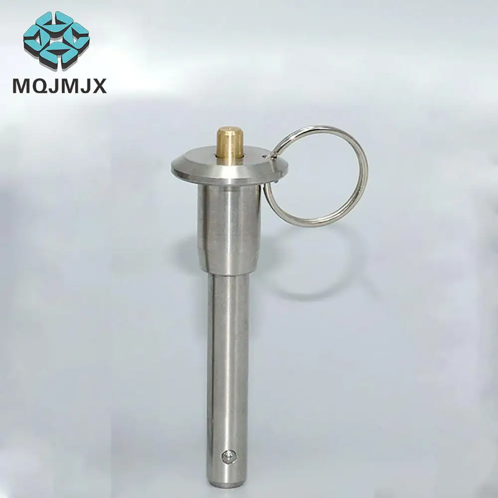 

MQJMJX Dia 6mm Quick Release Pin Ball Lock Pins Button Type with Ring Handle Pull Quick Lock Pins Length 10-100mm