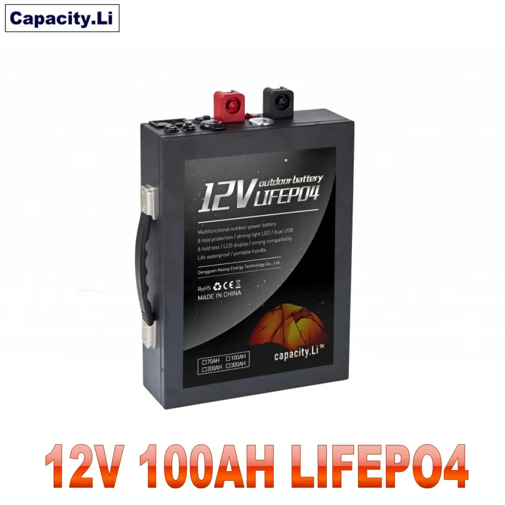 Аккумуляторная батарея 12 В lifepo4 100 Ач со встроенной фотобатареей для фототехники