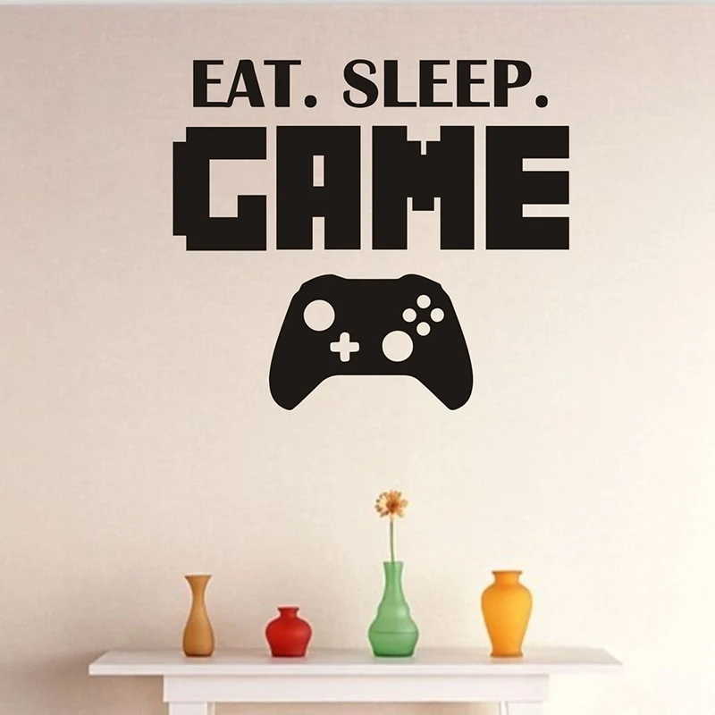 Eat Sleep игра букв виниловые наклейки на стены Стикеры джойстика геймпад искусства