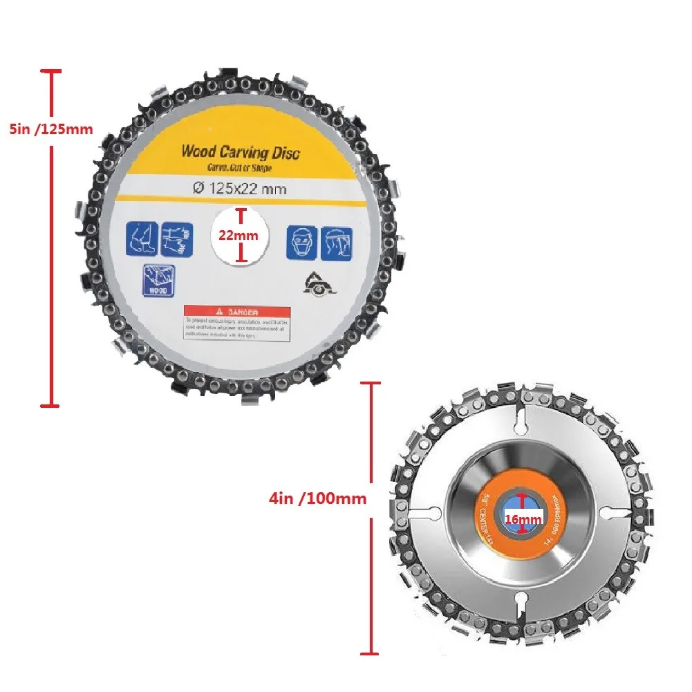 

2Pcs 100/115/125mm 4/5Inch 22/14 T Angle Grinder Chain Disc Chainsaw Wood Cutting Chain Saw Disc Wheel Electrical Power Tool