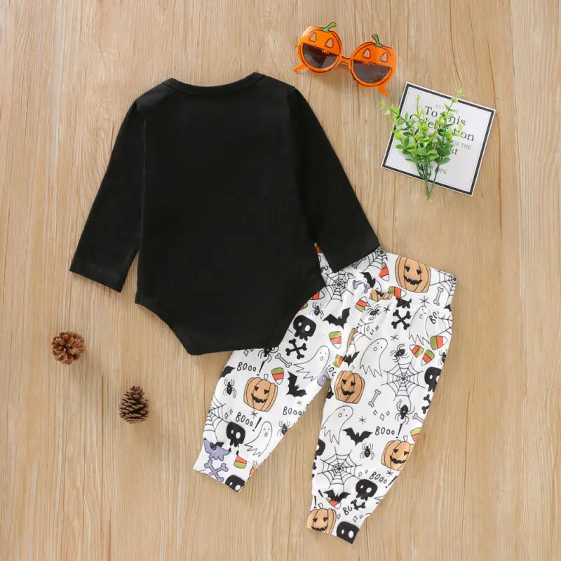 2019 Baby Halloween Clothing Toddler Boys Girls Clothes 2pcs Sets Long Sleeve Pumpkin Romper Cartoon Pants Outfits 0-24M | Детская