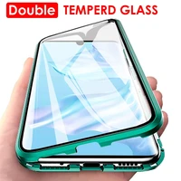 double sided tempered glass case for xiaomi redmi note 9 10 9a 9c 9s 9t m3 x3 nfc k40 8 8t 8a 7 poco 10t pro metal magnetic case