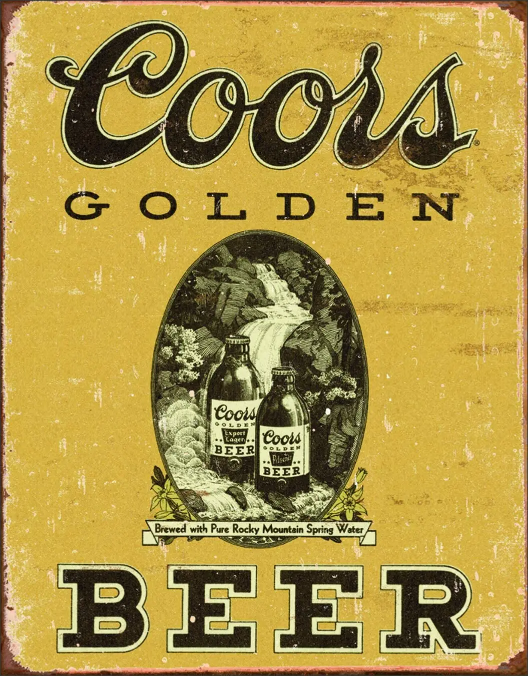 

Desperate Enterprises Coors Golden Beer Vintage Tin Sign, 12.5" W x 16" H