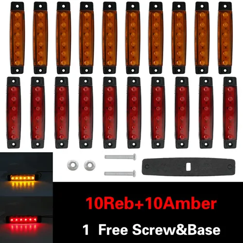 6LED amber red X20 Янтарный автомобилей Внешнее освещение светодиодный 12 V-24 v 9/6 светодиодный авто шины Грузовик Боковые Габаритные светодиодный индикатор низкая СВЕТОДИОДНЫЙ трейлер светильник задняя сторона лампы - Цвет: 6LED amber red X20