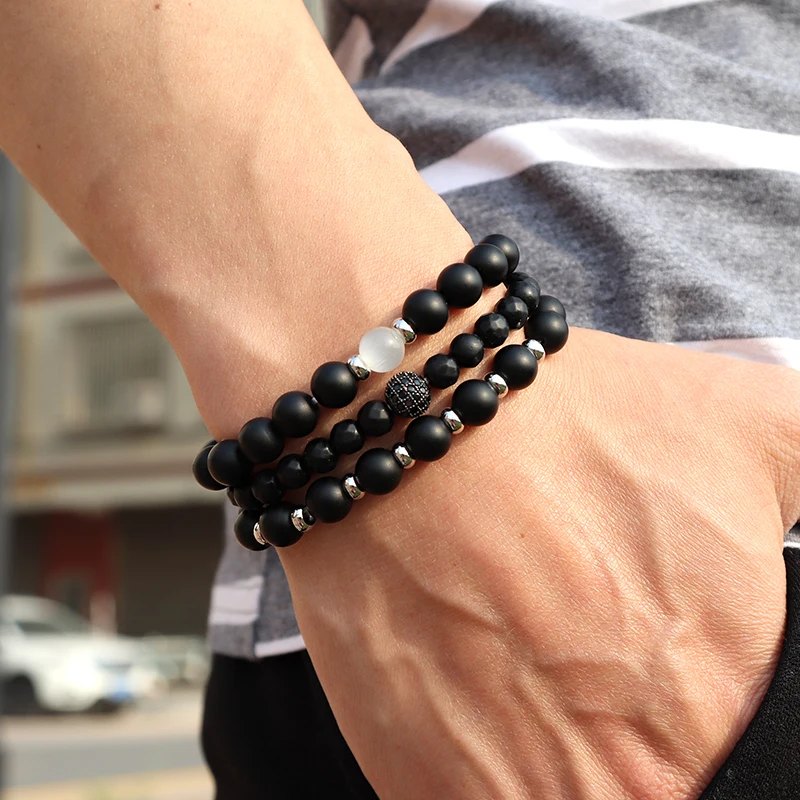 Трендовый мужской браслет из натуральной лавы для мужчин оникса йоги медитация