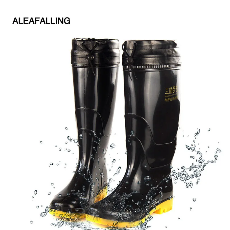 

Aleafalling Plus Cotton Removable Men's Work Shoes Fishing Car Wash Tall Rain Boots PVC Waterproof Non-slip Adult Rainboots