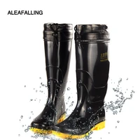 aleafalling plus cotton removable mens work shoes fishing car wash tall rain boots pvc waterproof non slip adult rainboots