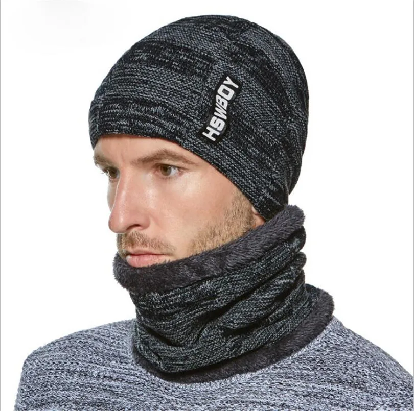 

Зимний ветронепроницаемый подшлемник, флисовая шапка и шарф, набор для женщин и мужчин, с буквенной аппликацией, шапка бини, шапка со снудом