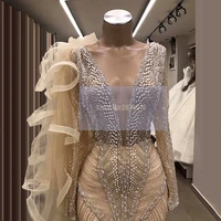 Arabia 2020 Newest Pageant Evening Dresses Long Sleeves Crystals Beaded Sequins Prom Dress Celebrity Dress Vestidos Formales