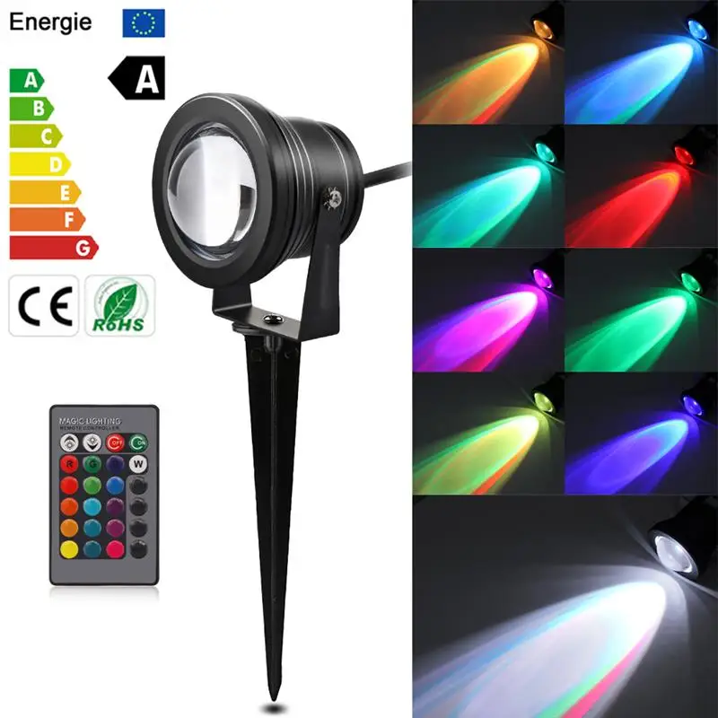 RGB LED Spot Light Lawn Lamp with Remote Controller 12V 10W Garden Decoration Waterproof Outdoor Landscape Lighting | Освещение