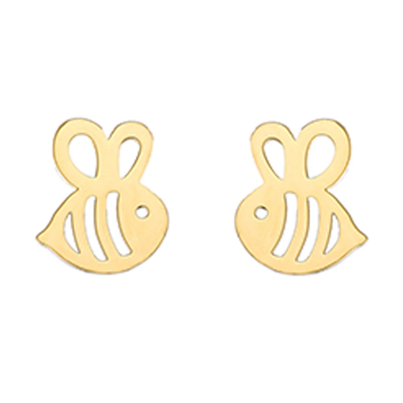 RIR полированная мед гвоздики Пчелка серьги простой дизайн насекомого ювелирное