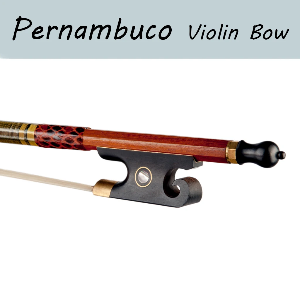 4/4 Pernambuco Violin Bow W/Black Ox Horn Frog Mongolian Horse Hair Full Size For Fiddle | Спорт и развлечения