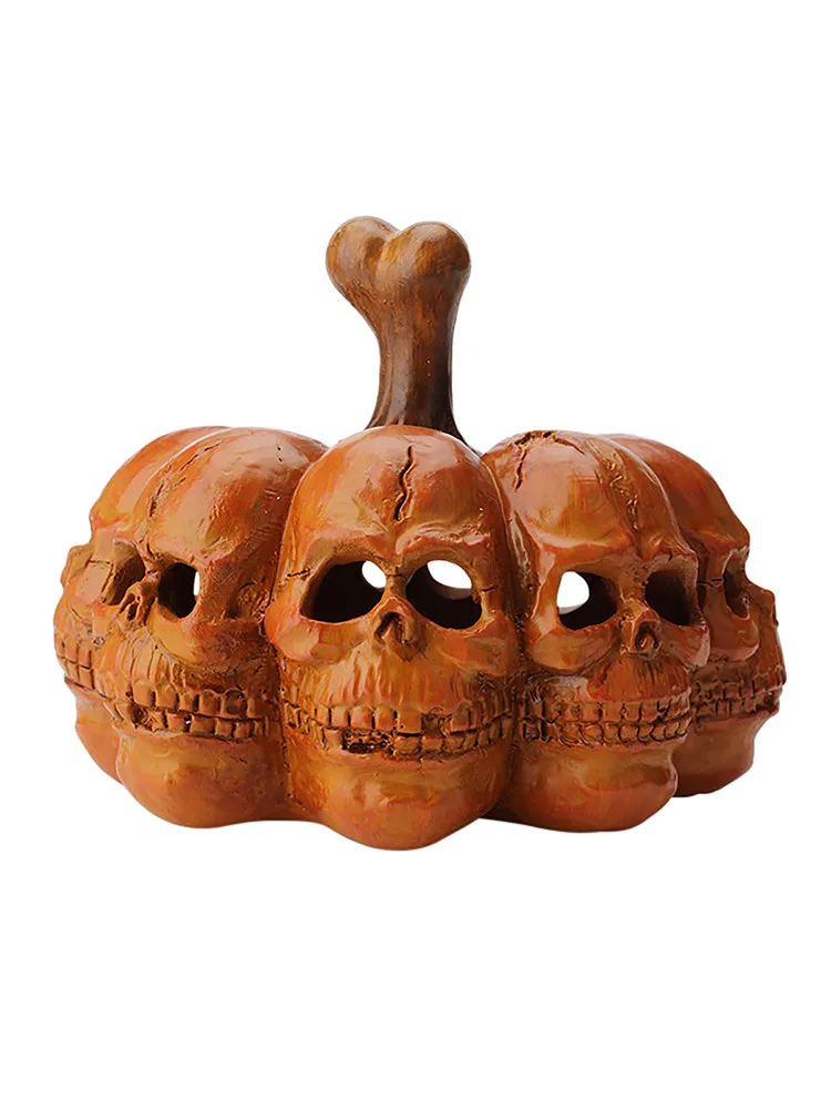 

8 Skeleton Head Pumpkin Lights Halloween Decorative LED Light Table Top Decoration Resin LED Pumpkin Lantern Party great gift
