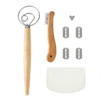 danish dough whisk and bread lame dough scraper set with 5 replacement blades and protective cover for homemade pastry tools