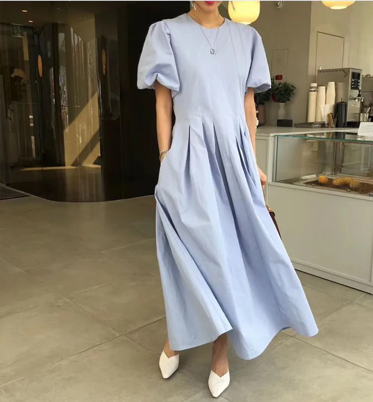 Платье LANMREM женское с круглым вырезом Модный пуловер рукавами до локтей