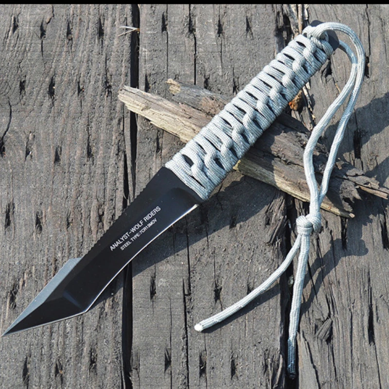 

7CR13MOV Steel Blade High Hardness Fixed Blade Paratrooper Rope Handle High Hardness Hunting Diving Camping EDC Tool Knife
